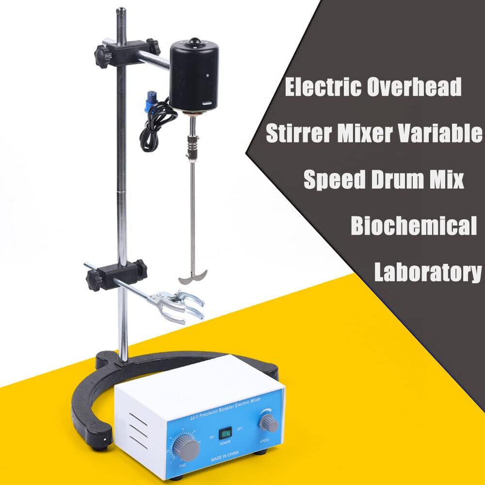 Elektrischer Rührer 200W Laborgerät für Flüssigkeiten Mischer mit Timer Rührwerk Rührmaschine bis 3000 U/min stufenlos einstellbarer leiser Motor Mixer