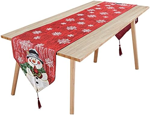 AvoDovA Christmas Table Runner Red, 71 x 13 Inches Long Christmas Table Linen, Christmas Table Cover Decorative, Christmas Embroidered Table Runner, Dining Table Decor for Xmas Party, 180 x 35 cm