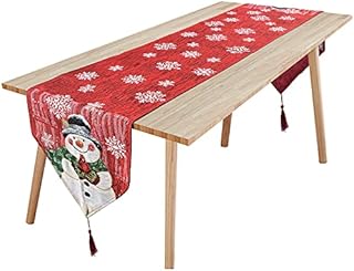 AvoDovA Christmas Table Runner Red, 71 x 13 Inches Long Christmas Table Linen, Christmas Table Cover Decorative, Christmas Embroidered Table Runner, Dining Table Decor for Xmas Party, 180 x 35 cm