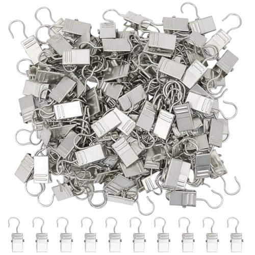 80 Stück Vorhang Haken, Gardinenhaken für Ringe, Klemmhaken zum Einhängen von Vorhängen, Duschvorhängen, Fotos und Lichterketten, Gardinenklammern Gewicht 1kg, Gardinen Klammern für Heimdekoration