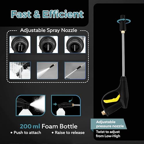 Image of Cockatoo RinseSmart15W High Pressure Washer, Corded Electric 1500W 2.5HP, 96 Bar, 6L /Min Flow, Aluminium Motor, 7m Hose, Foam Spray Gun - Car, Bike, Patio, Garden, Vehicle, Outdoor Cleaning Dark Teal