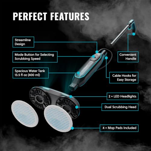 Image of Pursteam New & Improved ScrubMaster Steam Mop with Dual Scrubbing LED Head