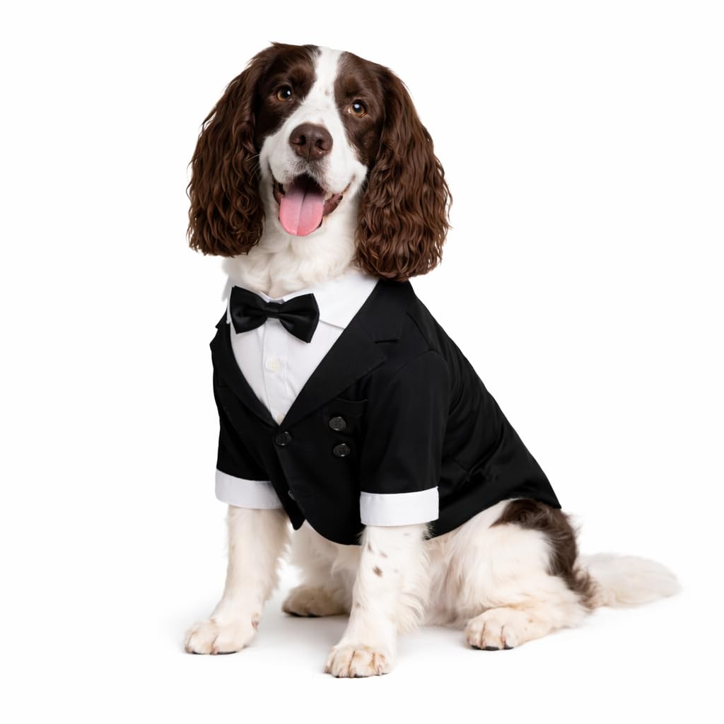 Lovelonglong Pet Costume Dog Suit Formal Tuxedo with Black Bow Tie for Large Dogs Labrador Clothing L-L — image 1