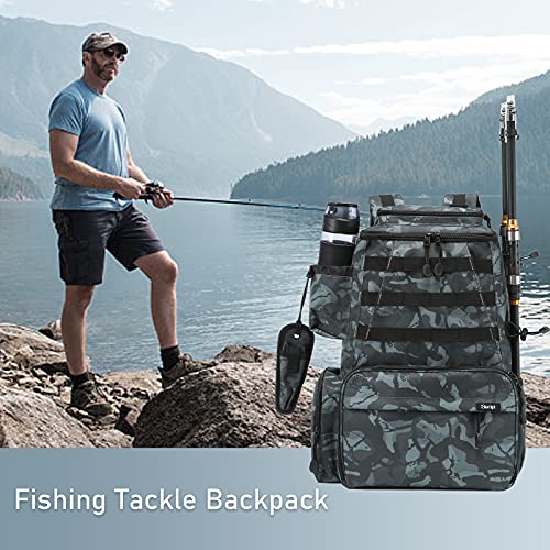 Sucipi Fishing Tackle Backpack Outdoor Large Fishing Tackle Bag Water-Resistant Fishing Backpack With Rod Holder And Fishing Pliers For Trout Fishing Camping Hiking #TOP6