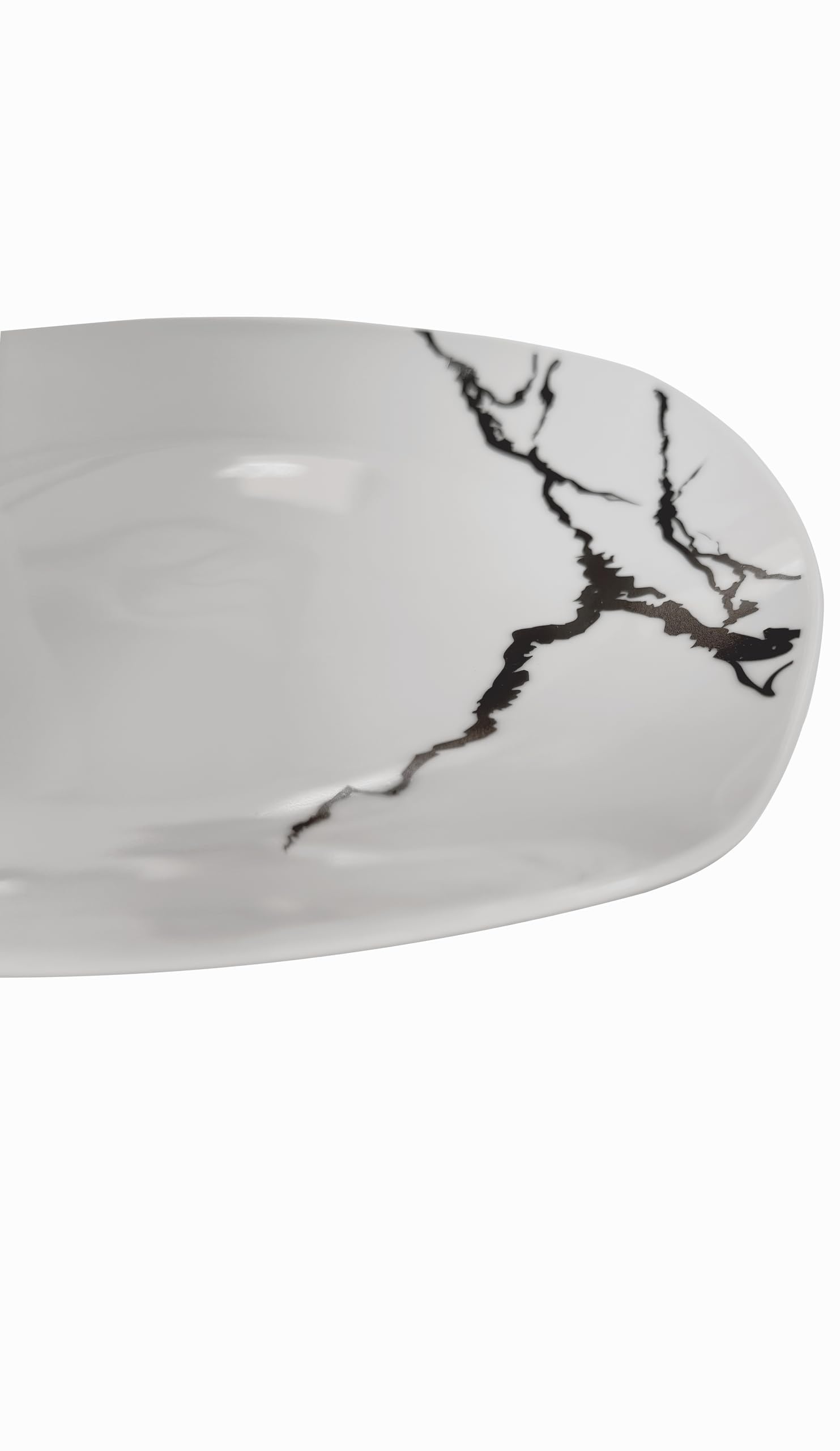 Servizio Piatti 19 Pezzi Per 6 Persone | Resistente Porcellana Bianca e Nera Design Moderno Marmorizzato Elegante Raffinato | Uso Quotidiano, Occasioni Speciali, Lavabile in Lavastoviglie
