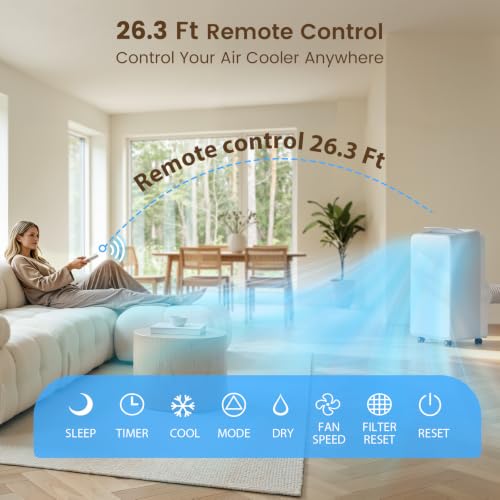 Image of Electactic 11,000 BTU ASHRAE(7,000 BTU SACC) Portable Air Conditioners Dual Motor, Dual Hose, Drainage-free Cooling, Fan /Dry /Remote /Timer, Quiet Portable AC Unit for Rooms Indoor