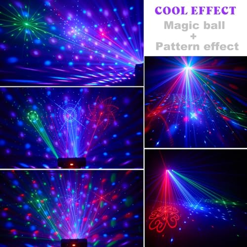 Image of DJ Lights for Parties, Pro 7 in 1 DMX & Sound Activated DJ Lights Show Machine with Disco Ball Light, UV Black Lights - Sound Activated LED Lighting for Home, Karaoke, Birthday and DJ Events World Cup