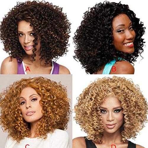 Leeofty Perucas Afro de Cabelo Curto para Mulheres Negras Perucas Afro Curto Curto Natural e Fibra M