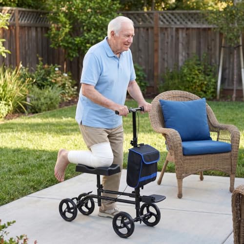 Image of BlessReach Premium Knee Scooter - High Carbon Steel Knee-Scooter with Shock Absorption & Removable Bag, Adjustable Foldable Knee Scooters for Foot /Ankle Surgery Recovery