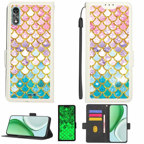 Kinetijy hülle Kompatibel Für BLU Studio X10+ Plus Hülle Hülle Handyhülle Schutzhülle [Mit 9H Festigkeit HD Schutzfolie][RFID-Blockierung][Goldglitter + Leuchtend] LPT-YL