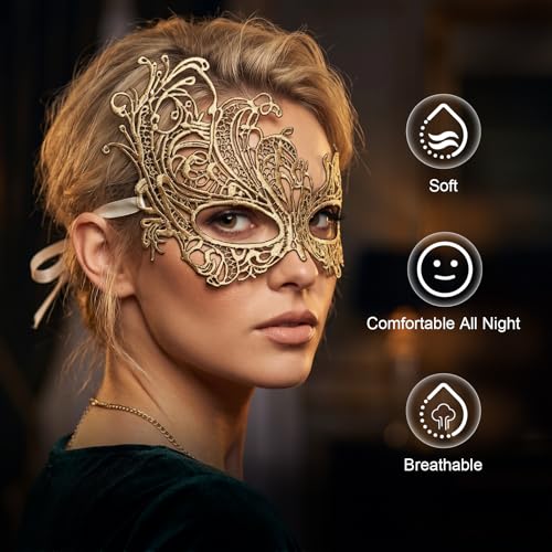 Image of Exlinonline Lace Masquerade Mask Elastic,Fit for Adult,Soft Gentle Material,Specially For Costume,Thememed Party
