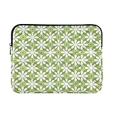 Funda concisa para portátil de 13 pulgadas y 14 pulgadas, color verde claro, diseño floral, bolsa de transporte para computadora