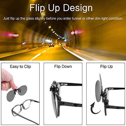 Splaks Round Clip-on Sunglasses Unisex Polarized Frameless Flip Up Glasses - Thumbnail 7