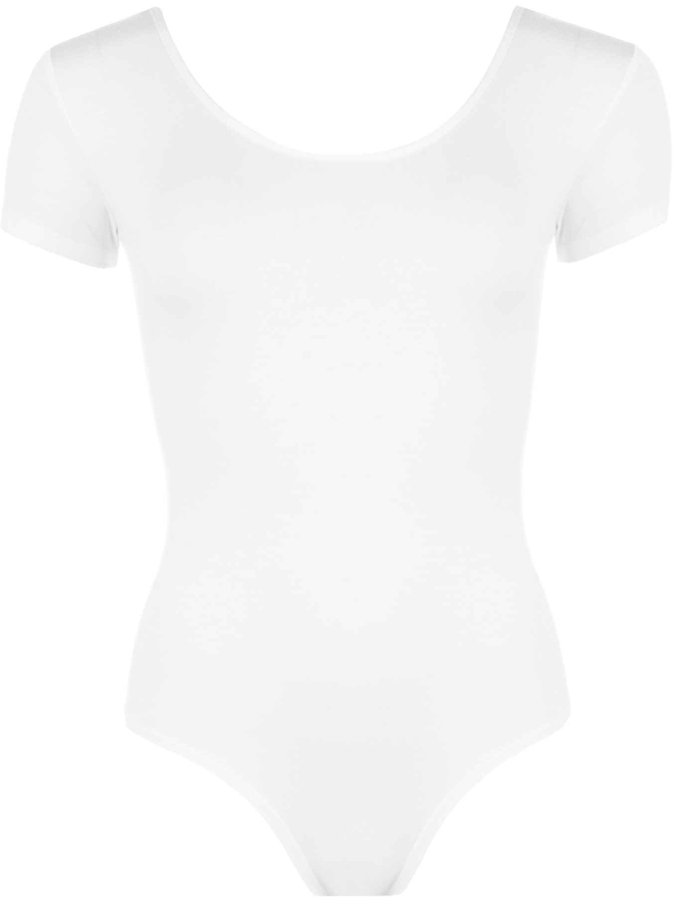 Wearall Women's White Stretch Bodysuit Top Leotard - 8/10