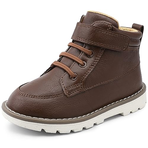 HOMEHOT Boys Fashion Boots High Top Sneakers Faux Leather (toddller/littile kids) color brown size 7
