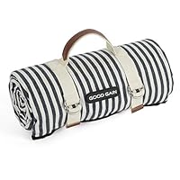 G GOOD GAIN Waterproof Picnic Blanket Portable with Carry Strap for Beach Mat or Family Outdoor Camping Party (Navy Blue)