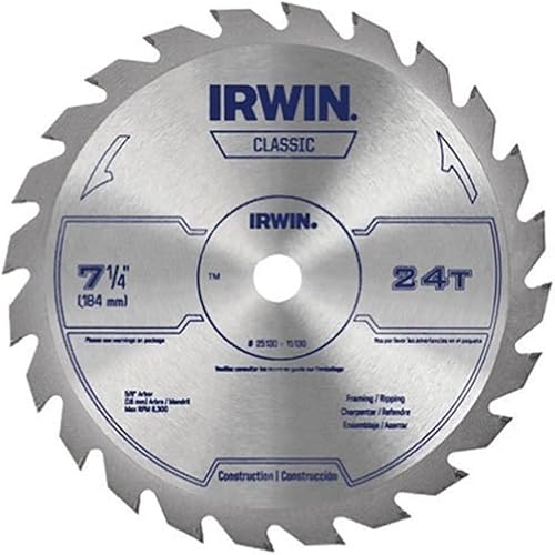 IRWIN Tools Classic Series Steel Corded Circular Saw Blade, 7 1/4-inch, 24T (25130)