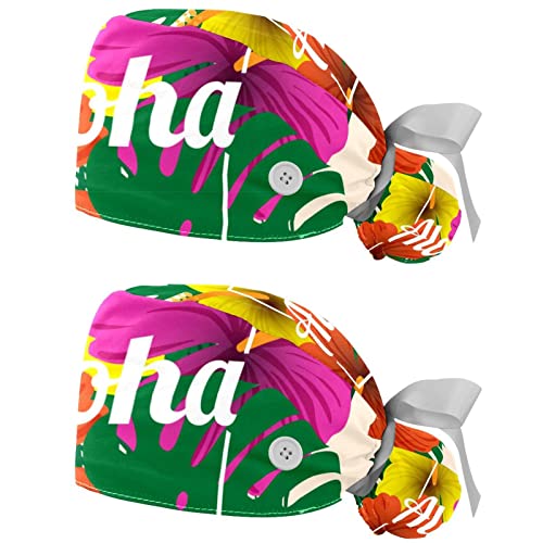 Chapeaux de travail respirants JDEZ à motif de fleurs colorées avec Aloha hawaïen