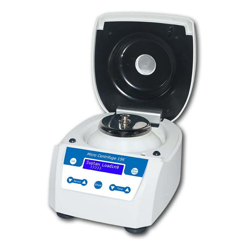 Mini Benchtop Centrifuge Machine Laboratory Micro Centrifugal Separator with Speed Setting Range 500 to 15000rpm RCF 16 to 15080g Auto Unbalance Testing Capacity 12 * 2ml or 1.5ml