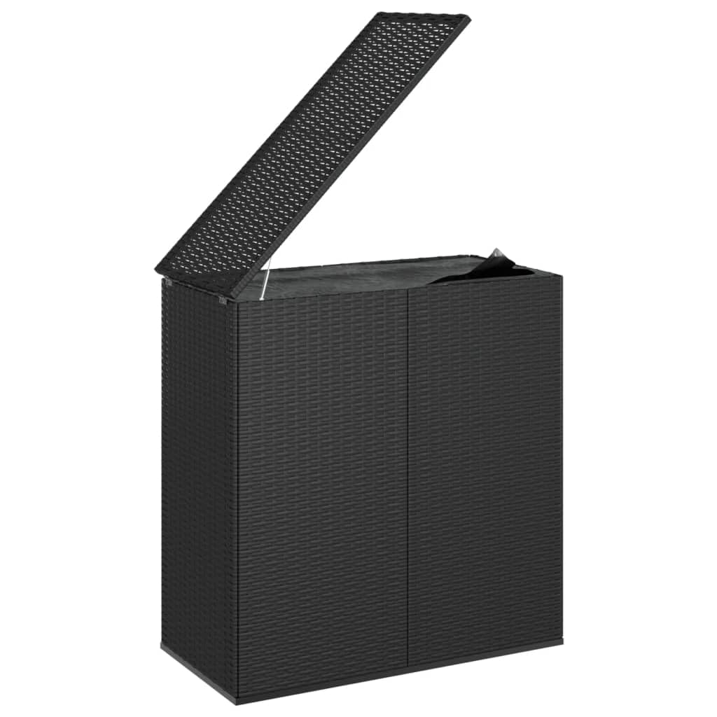 Furniture select-Garden Coffre à coussins en rotin synthétique Noir 100 x 49 x 103,5 cm