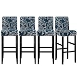 Lellen Jacquard Bar Chair Stool Cover - 4 Pack Stretch Chair Slipcover Pattern for Short Swivel Dining Chair-Counter Height Side Chairs (125812)