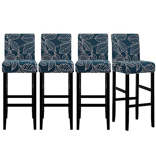 Image of Lellen Bar Stool Covers Set of 4 - Pattern Barstool Seat Covers,Stretch Bar Chair Covers,Removable Bar Stool Chair Covers,Chair Slipcovers Stool Covers for Kitchen Dining Room Counter Island