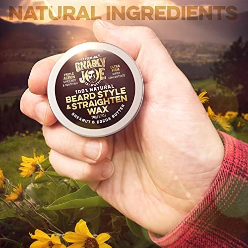 Gnarly Joe Beard Styling & Straightening Wax for Men - 50g - 100% Natural Unscented Ingredients - Sheanut Butter - Cocoa Butter - Sweet Almond Oil - Strong Hold Beard Balm - Beard Wax - Moustache Wax