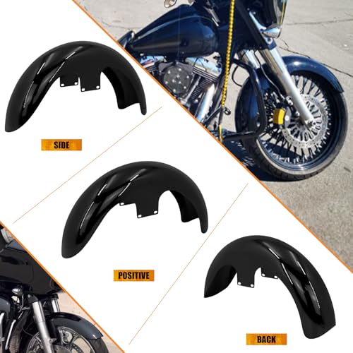 Image of 19-Inch Front Fender Fit for Harley Touring 1996-2023 | Gloss Black Front Mudguard for 120 /R19 Tires, Fits Road King, Road Glide, Street Glide, Electra Glide and Custom Baggers