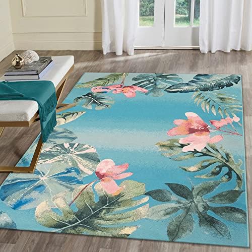 Liora Manne Marina Indoor Outdoor Rug - Floral & Safari Designs, Comfortable & Durable, Power Loomed, Polypropylene Material, UV Stabilized, Tropical Caribe, 3'11' x 5'10"