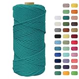 Macrame Cord 4mm, JeogYong 4mm Macrame Cord 109 Yards Natural Cotton Yarn Macrame Rope 4 Strand Twis