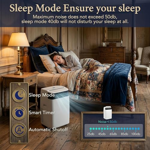 Image of 14,000 BTU Portable Air Conditioner Cools 750 Sq.Ft, Large Room AC Unit with Remote Control & LED Display, 3-in-1 Portable AC with Dehumidifier & Fan Modes, 3 Speeds Auto Swing, 24H Timer