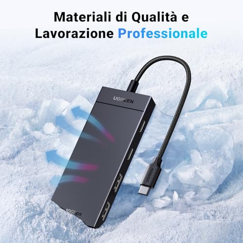 10Gbps Hub USB C 3.2 Gen 2 Adattatore Type C Dongle Compatibile con iPhone 17 PRO Max Air MacBook PRO Air iMac XPS iPad Surface Galaxy S24 Cavo 30CM - Hub USB - Immagine 5
