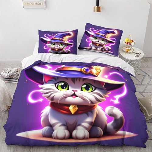 Housse de couette Halloween chat pour lit king size facile à border