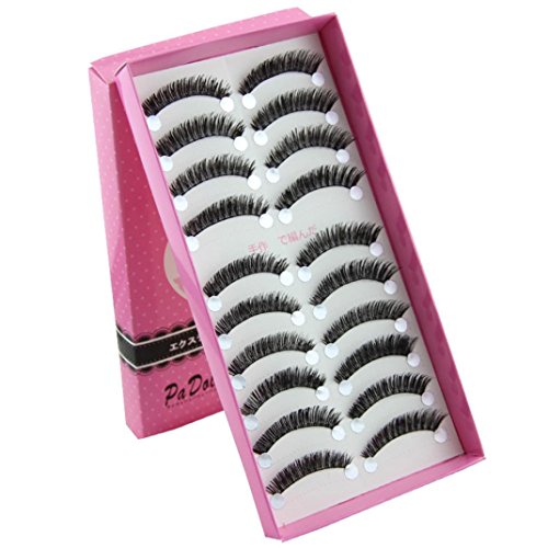 Laimeng,10Pairs Fashion Natural Handmade Long False Black Eyelashes Makeup
