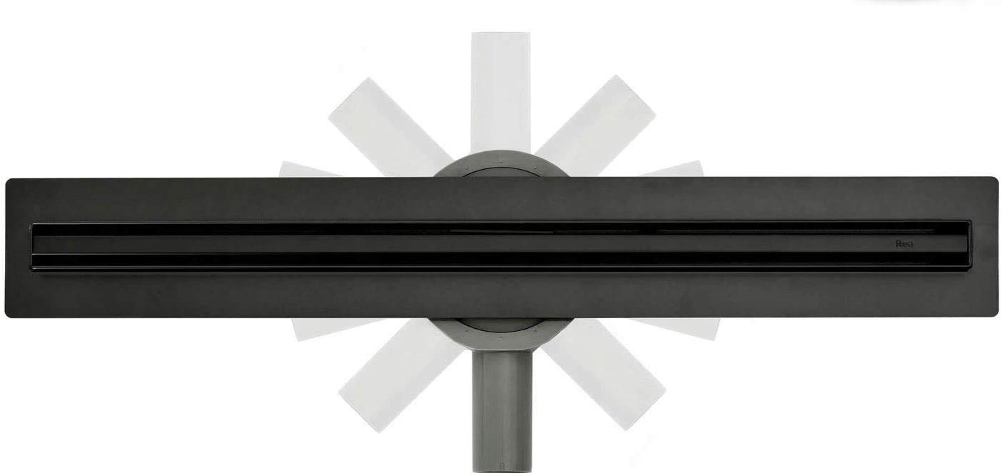 VBChome Duschrinne 80 cm Schwarz SLIM Bodenablauf Selbstreinigender Siphon mit Ablauf Geruchsstop Größen 60-100cm Duschablauf sehr flach, Komplettset Ablaufrinne für Badezimmer Waschküche