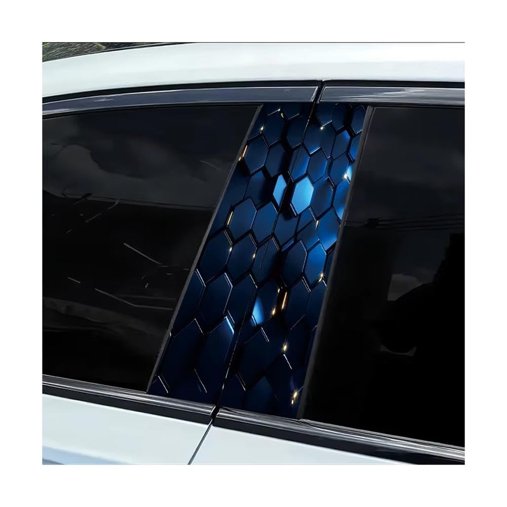Body Parts 2 PCS Car Door Pillar Decoration Sticker Honeycomb Smooth Material Protection Film