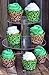 Pixel Grass Themed Cupcake Wrappers for Boys Birthday Parties, Vintage 8-Bit Birthday Party. Set of 24 Reversible Engineer builder Grass and Green Pixel Cup Cake Holder Wraps. Green, Brown