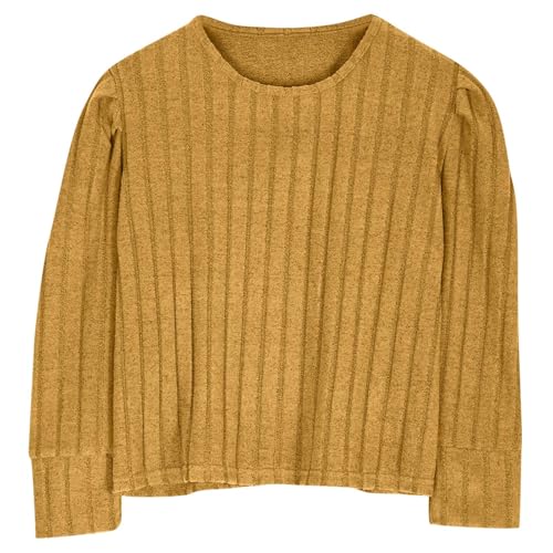 Long Sleeve Sweaters for Teen Girls Crewneck Solid Color Ribbed Knitted Casual Blouses Youth Girls Soft Trendy Tops2