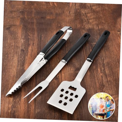 Set de 3 utensilios para parrilla en acero inoxidable miniatura 2