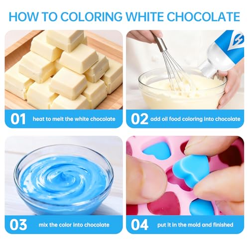 Image of Blue Oil Based Food Coloring for Chocolate - Herbeklab 100ml Professional Concentrated Oil Food Dye for Candy Melts, Chocolate, Cake Pops, Strawberries & Baking