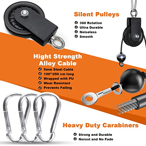 Favuit Cable Pulley System Home Gym, LAT Pull Down Weight Cable Pulley System DIY Home Gym Fitness Cable Machine Attachment for Gym LAT Pull Down Biceps Curl Tricep Arm Workouts - Image 3