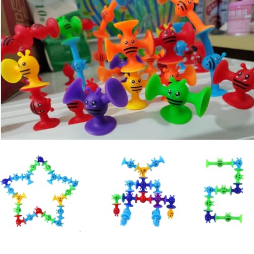 Image of 19Pcs Textured Suction Bath Toys, Hole-Free Anti-Mold Sensory Building Set | Intelligent Early Education Multi-Form Jigsaw Puzzle Soft Building Blocks