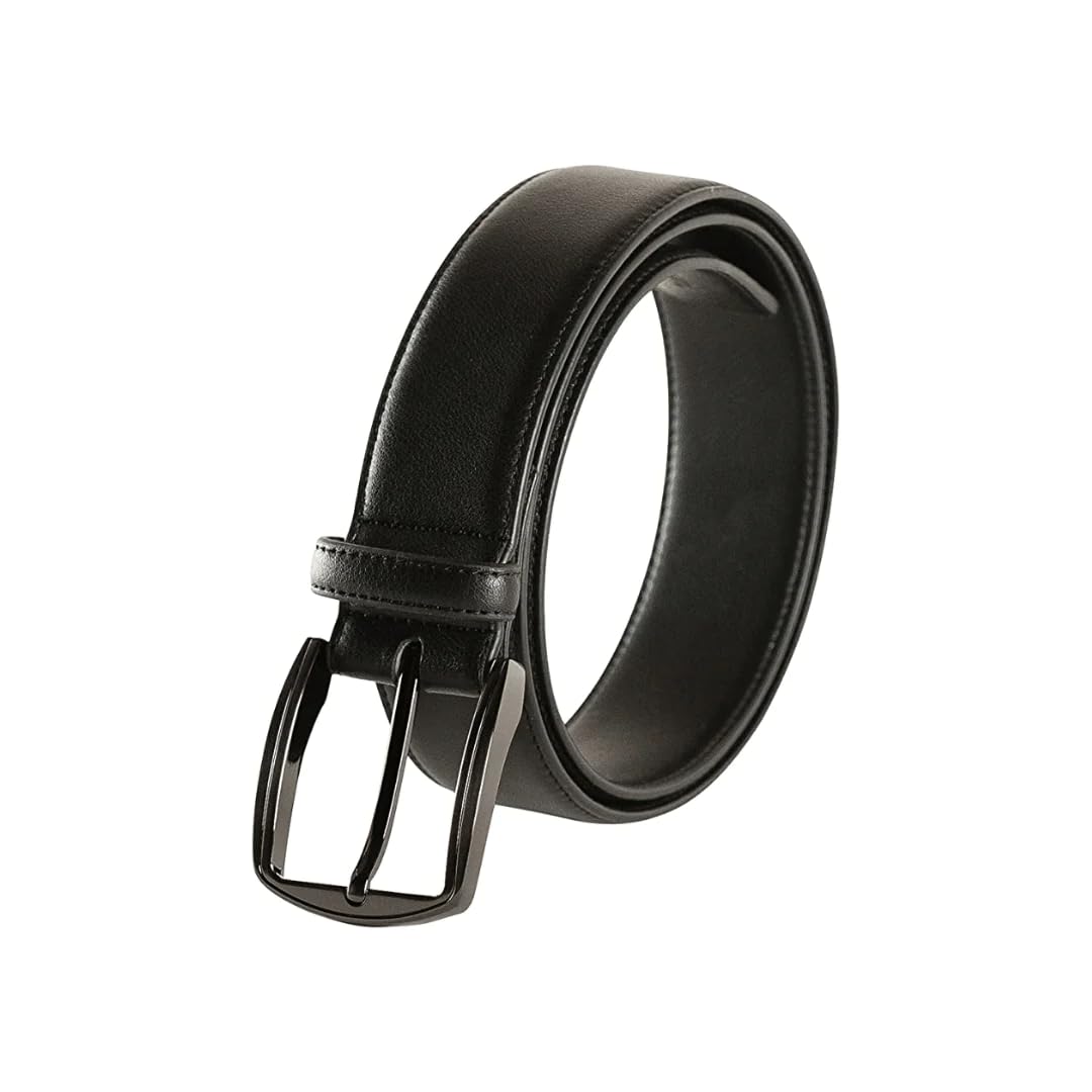 DOSHI Polished Gunmetal Vegan Belt Black 30