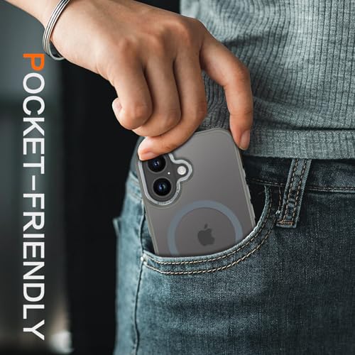 Coque iPhone 16 Plus compatible MagSafe grise translucide - 7