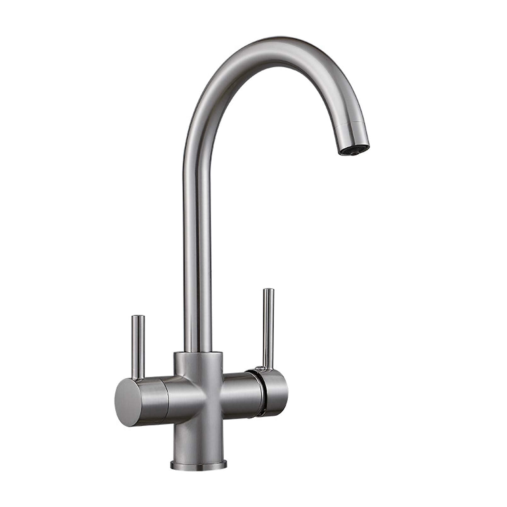 Mitigeur de robinet d'évier de cuisine à 3 voies laiton nickel robinet eau potable