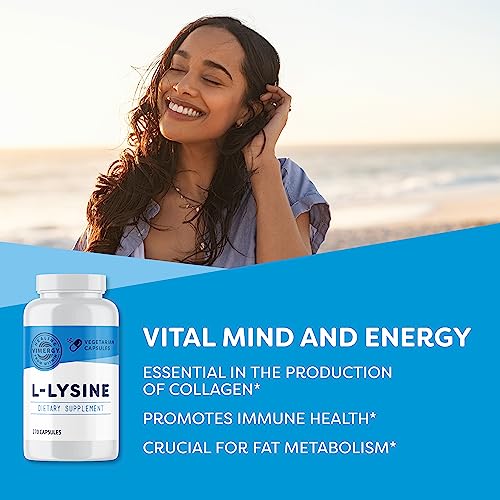 Image of Vimergy L-Lysine - Promotes Healthy Skin, Hair & Nails* - Supports Healthy Metabolism* - Vegan, Non-GMO & Gluten-Free - 270 Capsules (Pack of 2)