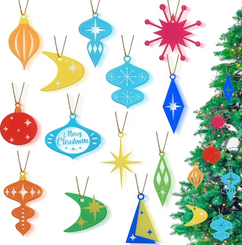 26 Pcs Mid Century Modern Christmas Ornaments Starburst Atomic Christmas