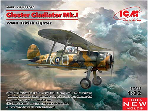 ICM ICM32040 1:32-Gloster Gladiator Mk.I, WWII British Fighter SkyBlue