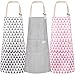 Lot de 3 tabliers de cuisine avec poche réglable en coton et lin pour homme et femme (triangles)