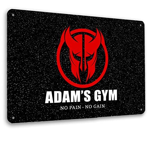 Personalised Home Gym Sign, fitness room Spartan metal Sign, Dumbell motivational quote (Red emblem)